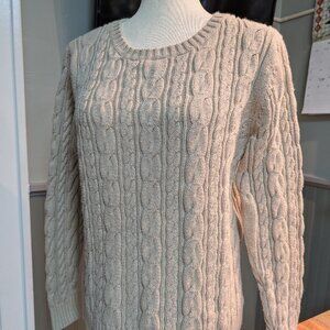 Lands End Women's Drifter Cable knit Sweater Crew Neck Large